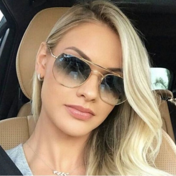 Ray-Ban Accessories - Ray-Ban Sunglasses Marshal II RB3648 Aviator Gold Hexagon Frame Light Blue 360